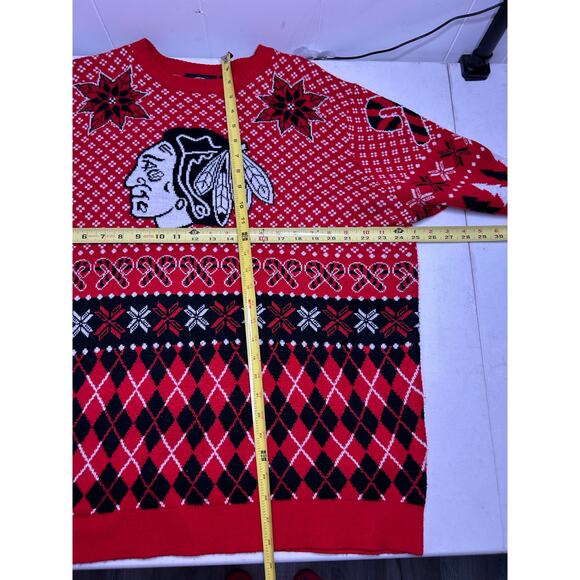 NHL Men's Chicago Blackhawks Holiday Ugly Sweater-Red/Black Size XL - Picture 3 of 4